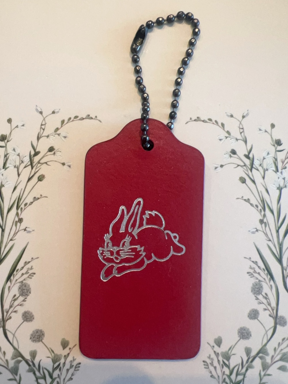 Coach Leather Bag Tag Charm White Rabbit Candy Collection Asia Red - Price Firm